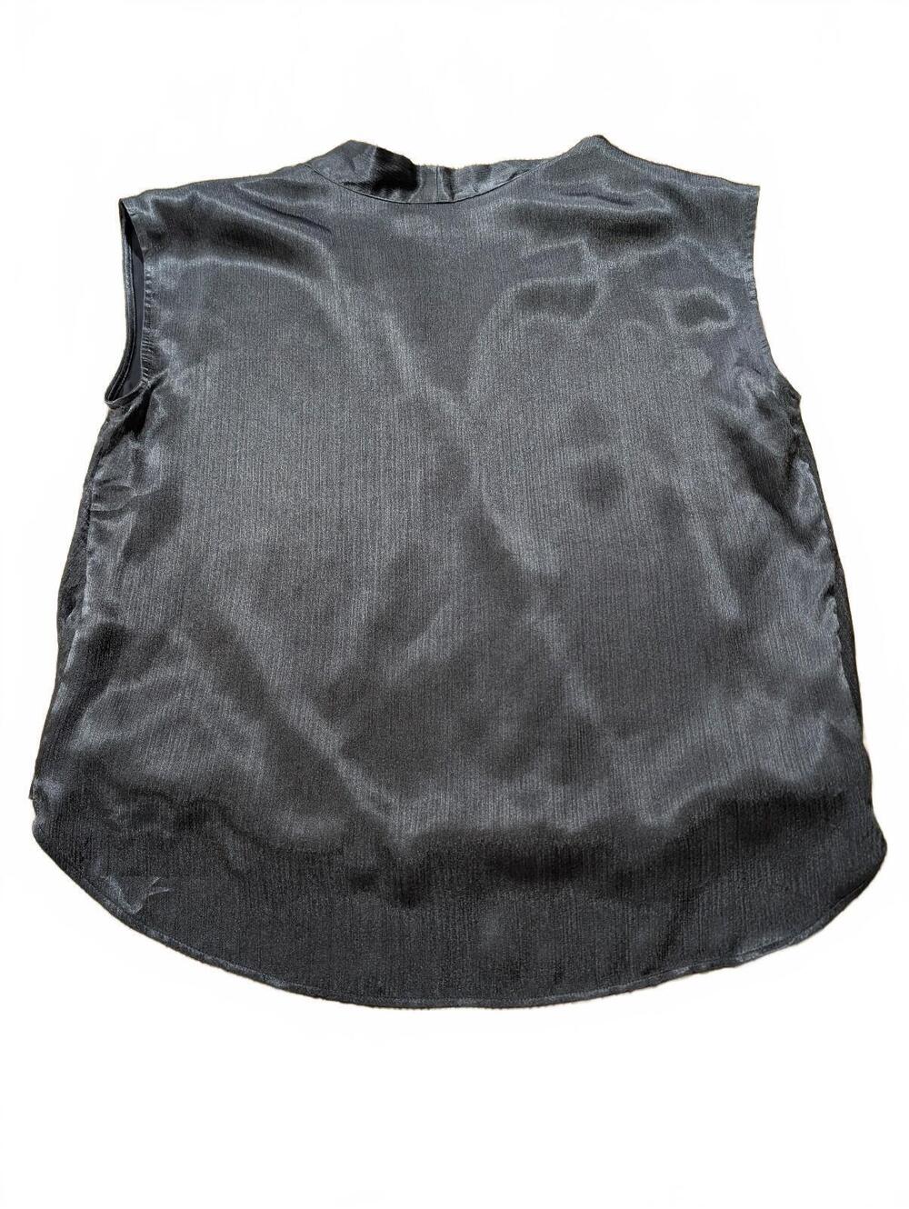 Calvin Klein Black Satin Faux Wrap Top Blouse Size L Flawless EUC - Picture 6 of 6